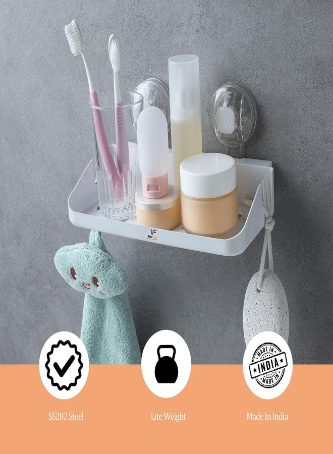 Vacc Fast Multipurpose Wall Mount Bathroom Shelf Rack, Designer Tray - Vacuum Suction Hooks Kitchen Storage Organizer | No Drills No Damage to Wall (VF-Designer Tray -BL) - Image 3